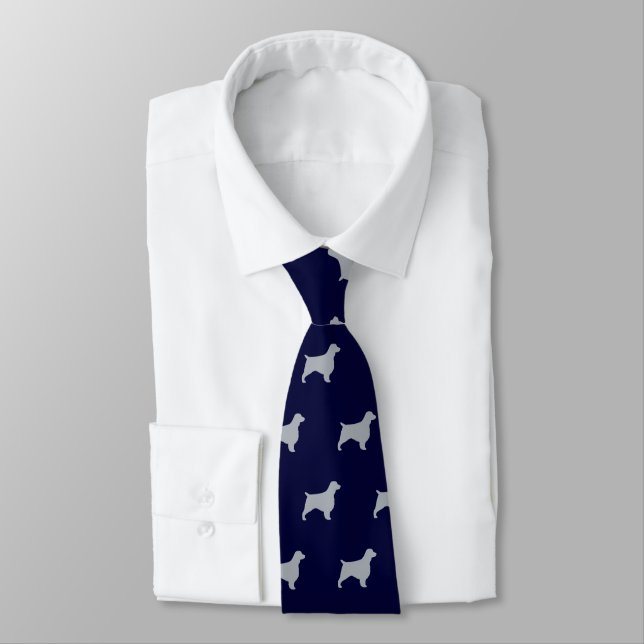 Welsh Springer Spaniel Dog Silhouettes Pattern Tie (Tied)