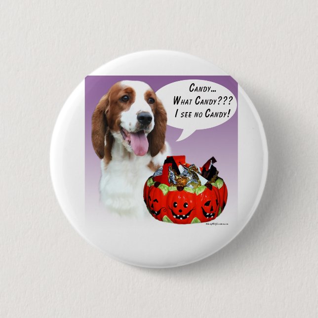 Welsh Springer Spaniel Halloween Candy 6 Cm Round Badge (Front)