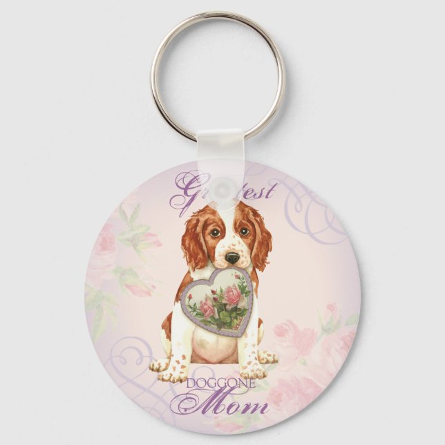 Welsh Springer Spaniel Heart Mum Key Ring (Front)