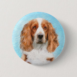 Welsh Springer Spaniel Painting - Original Dog Art 6 Cm Round Badge