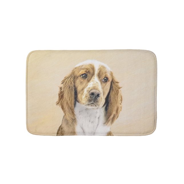 Welsh Springer Spaniel Painting - Original Dog Art Bath Mat (Front)