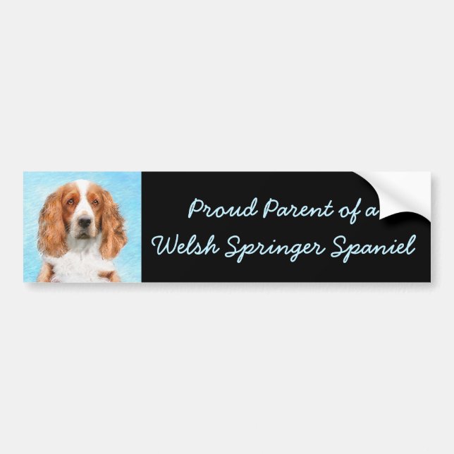 Welsh Springer Spaniel Painting - Original Dog Art Bumper Sticker (Front)