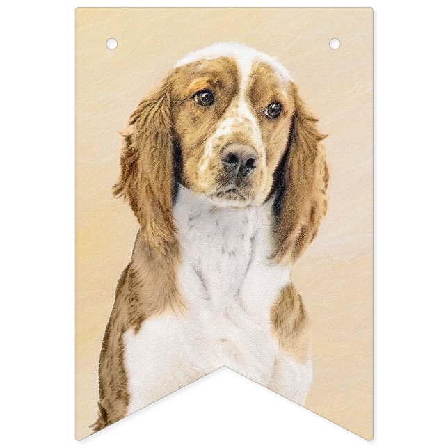 Welsh Springer Spaniel Painting - Original Dog Art Bunting (First Flag)