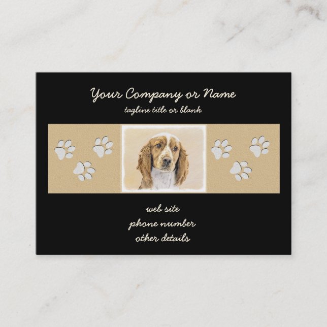 Welsh Springer Spaniel Painting - Original Dog Art Business Card (Front)