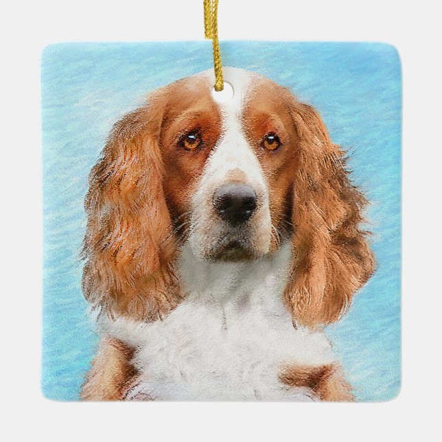 Welsh Springer Spaniel Painting - Original Dog Art Ceramic Ornament (Front)