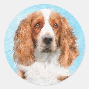 Welsh Springer Spaniel Painting - Original Dog Art Classic Round Sticker