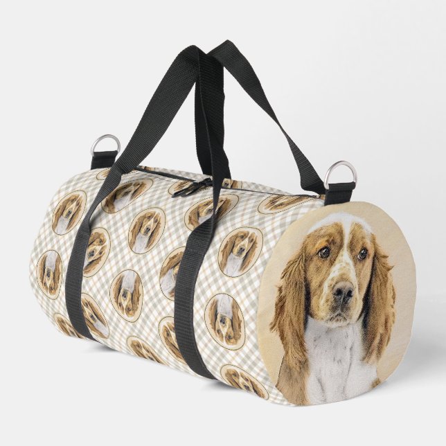 Welsh Springer Spaniel Painting Original Dog Art Duffle Bag (Left Corner)