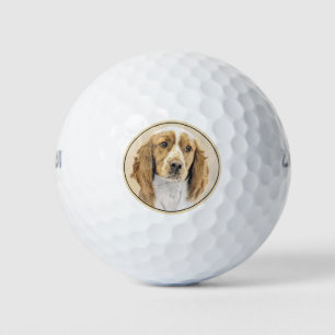Welsh Springer Spaniel Painting - Original Dog Art Golf Balls