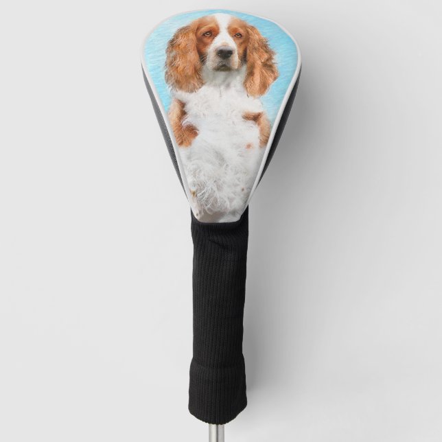 Welsh Springer Spaniel Painting - Original Dog Art Golf Head Cover (Front)