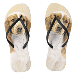 Welsh Springer Spaniel Painting - Original Dog Art Jandals