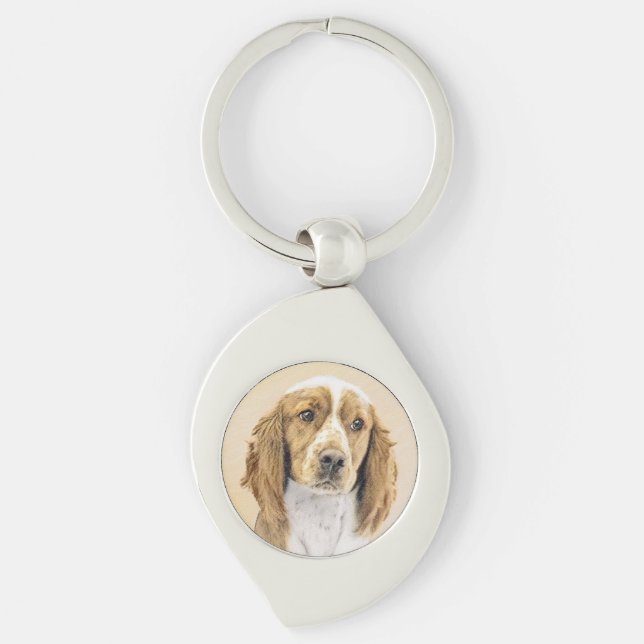Welsh Springer Spaniel Painting - Original Dog Art Key Ring (Front)