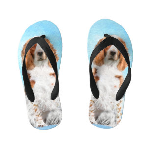 Welsh Springer Spaniel Painting - Original Dog Art Kid's Jandals