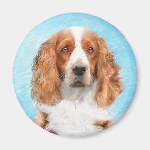Welsh Springer Spaniel Painting - Original Dog Art Magnet