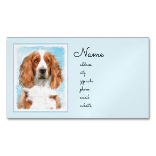 Welsh Springer Spaniel Painting - Original Dog Art Magnetic Business Card