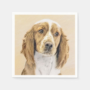Welsh Springer Spaniel Painting - Original Dog Art Napkin