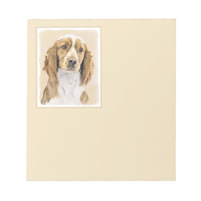 Welsh Springer Spaniel Painting - Original Dog Art Notepad (Front)