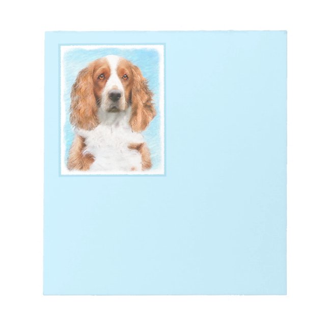 Welsh Springer Spaniel Painting - Original Dog Art Notepad (Front)