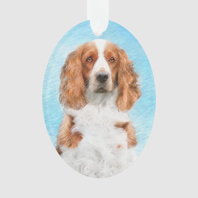 Welsh Springer Spaniel Painting - Original Dog Art Ornament (Front)