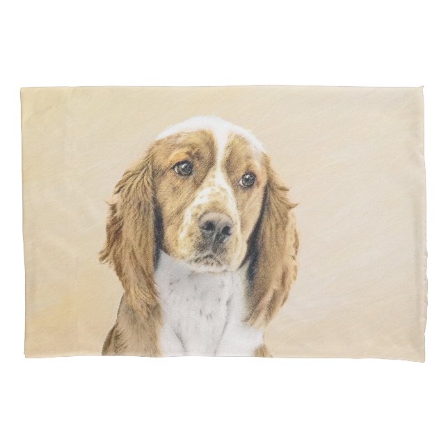 Welsh Springer Spaniel Painting - Original Dog Art Pillowcase (Front)