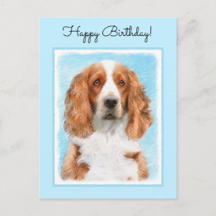 Welsh Springer Spaniel Painting - Original Dog Art Postcard