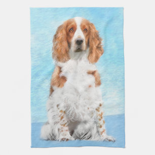 Welsh Springer Spaniel Painting - Original Dog Art Tea Towel