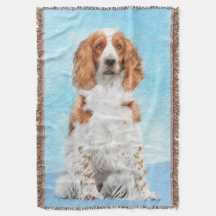 Welsh Springer Spaniel Painting - Original Dog Art Throw Blanket