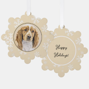 Welsh Springer Spaniel Painting - Original Dog Art Tree Decoration Card