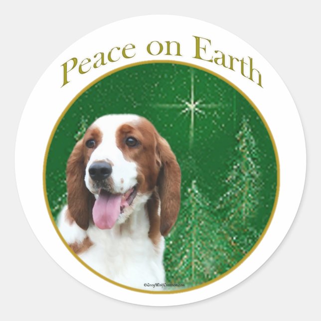 Welsh Springer Spaniel Peace Classic Round Sticker (Front)