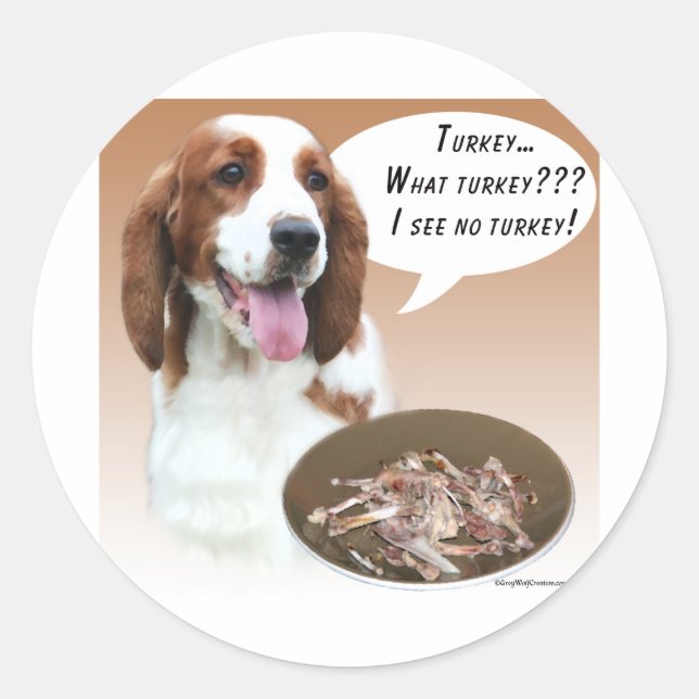 Welsh Springer Spaniel Turkey Classic Round Sticker (Front)