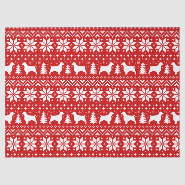 Welsh Springer Spaniels Christmas Pattern Red Tissue Paper (Front)