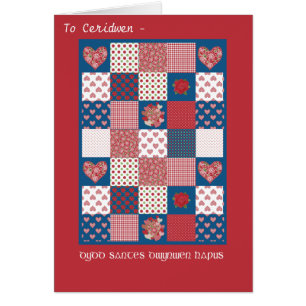 Welsh St Dwynwen's Hearts Roses Faux Patchwork