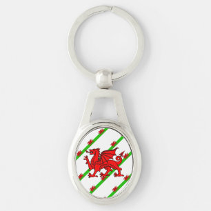 Welsh stripes flag key ring