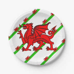 Welsh stripes flag paper plate