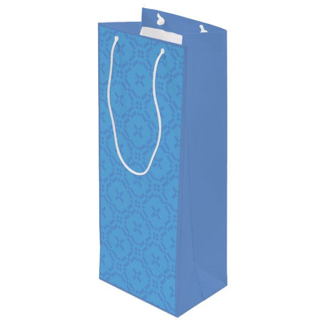 Welsh Tapestry Pattern, Blue Wine Gift Bag (Back Angled)
