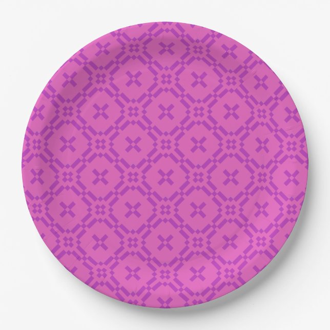Welsh Tapestry Pattern, Chic Pink Paper Plate (Front)
