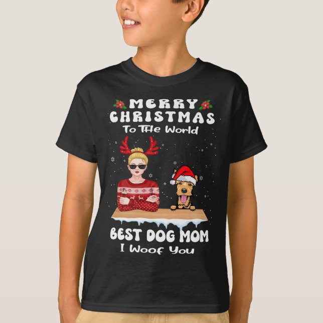 Welsh Terrier Christmas To The World Best Dog Mum  T-Shirt (Front)