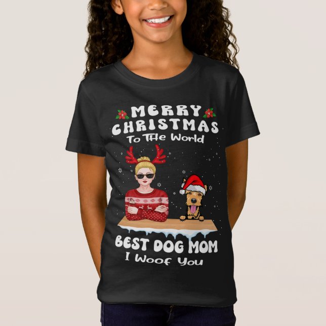 Welsh Terrier Christmas To The World Best Dog Mum  T-Shirt (Front)