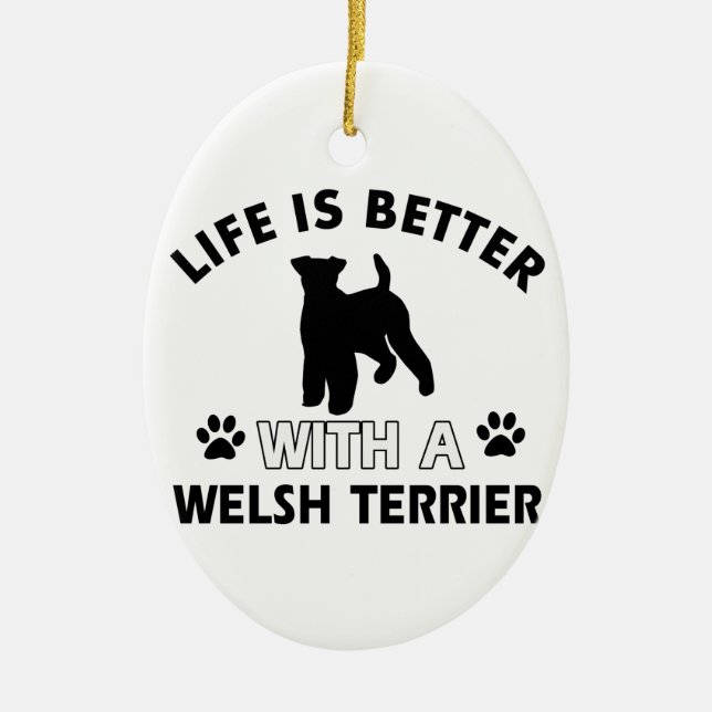 Welsh Terrier dog breed designs Ceramic Tree Decoration (Front)