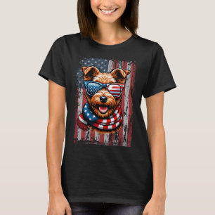 Welsh Terrier Dog Lover Us Flag 4th Of July Patrio T-Shirt