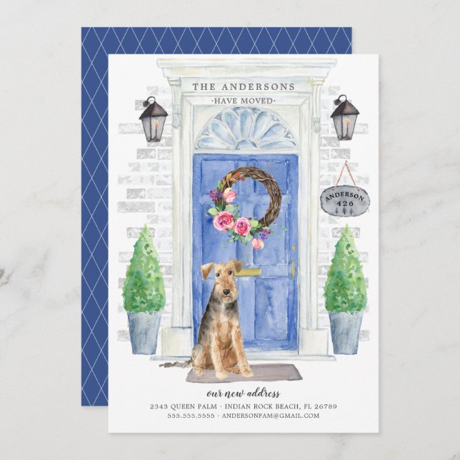 Welsh Terrier Front Door Moving Announcement (Front/Back)
