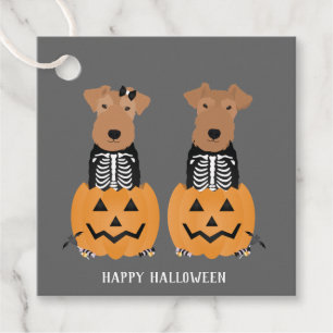Welsh Terrier Halloween Skeleton Favour Tags