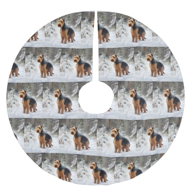 Welsh Terrier Let It Snow Christmas  Brushed Polyester Tree Skirt (Front)