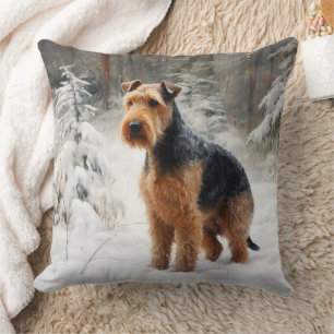 Welsh Terrier Let It Snow Christmas Cushion