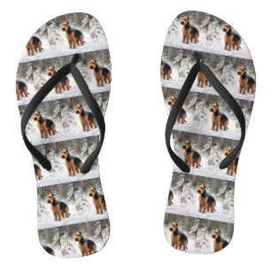 Welsh Terrier Let It Snow Christmas Jandals