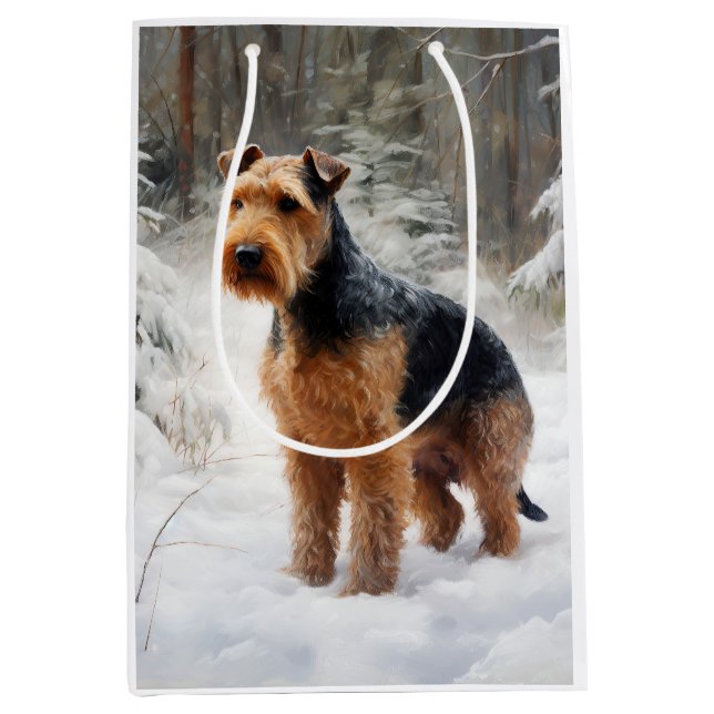 Welsh Terrier Let It Snow Christmas  Medium Gift Bag (Front)