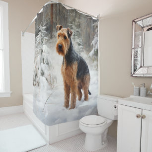 Welsh Terrier Let It Snow Christmas Shower Curtain