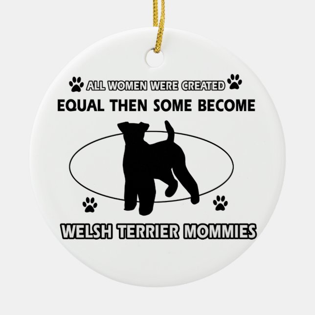 welsh Terrier Mummy Design Ceramic Tree Decoration (Front)