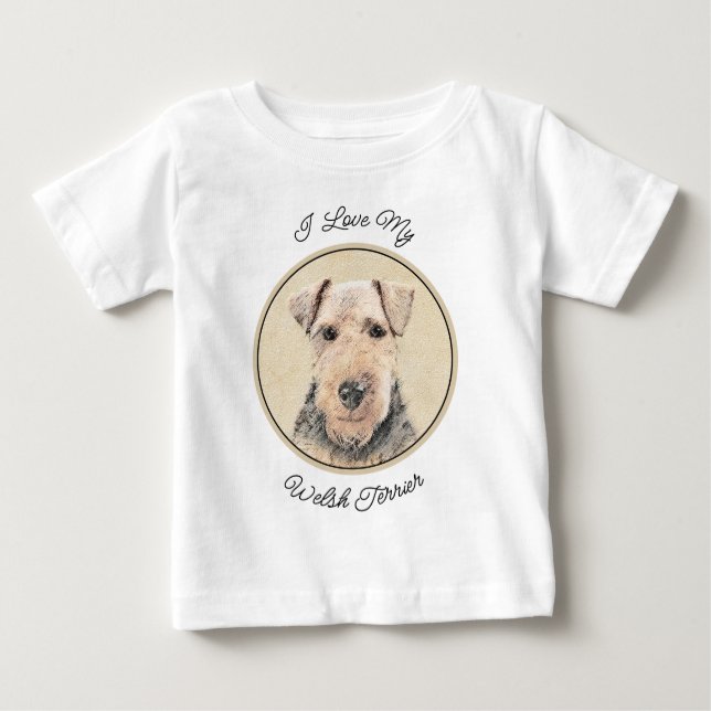 Welsh Terrier Painting - Cute Original Dog Art Baby T-Shirt (Front)