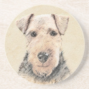 Welsh Terrier Painting - Cute Original Dog Art Coaster