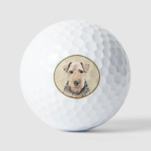 Welsh Terrier Painting - Cute Original Dog Art Golf Balls